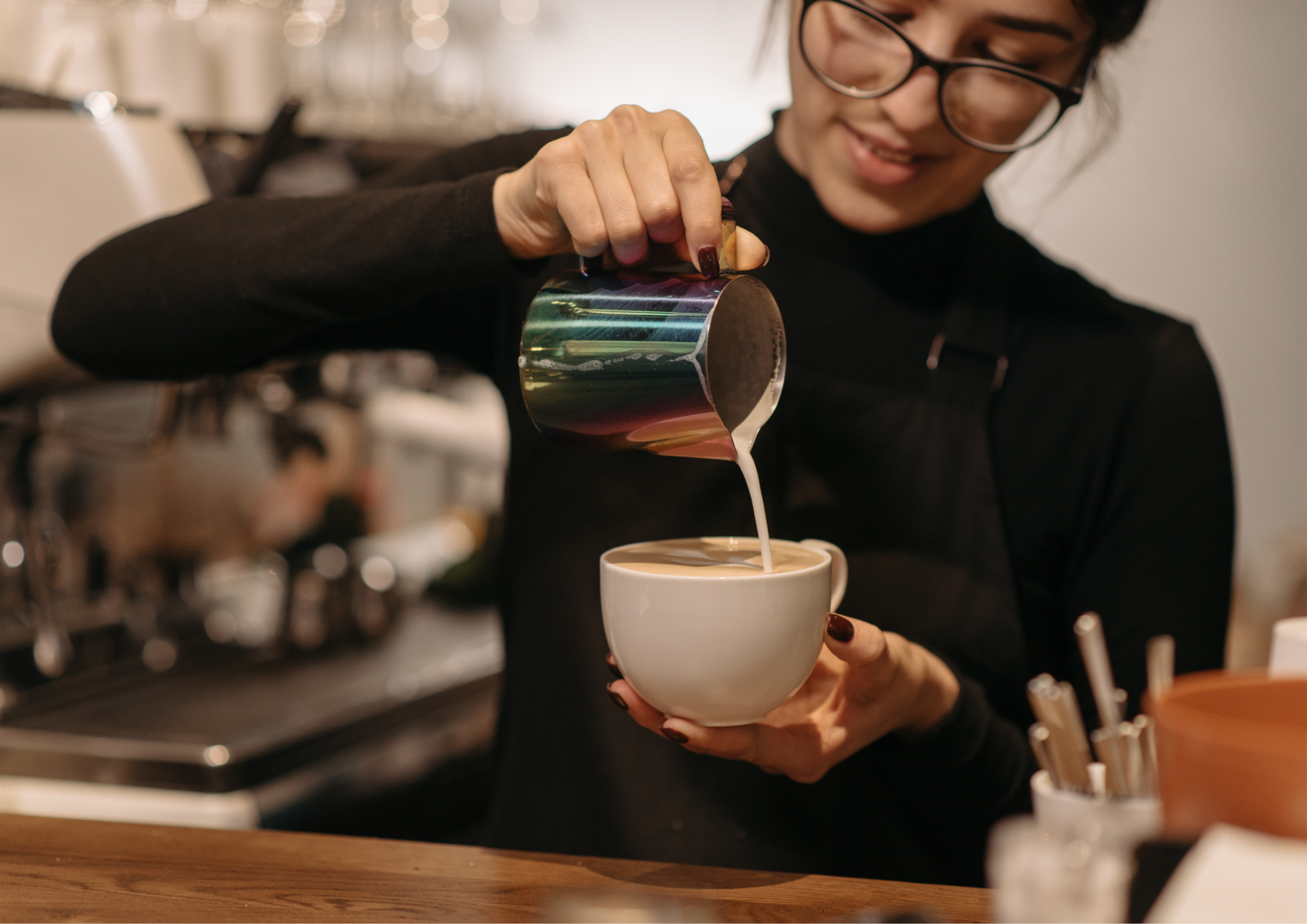 Home barista making coffee